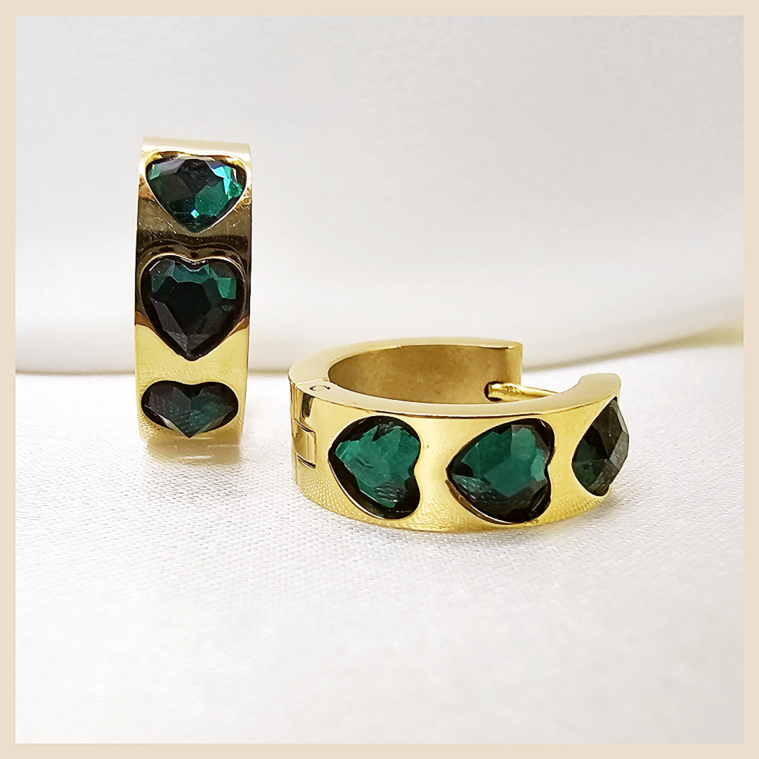 Bess Green Hoop Earings