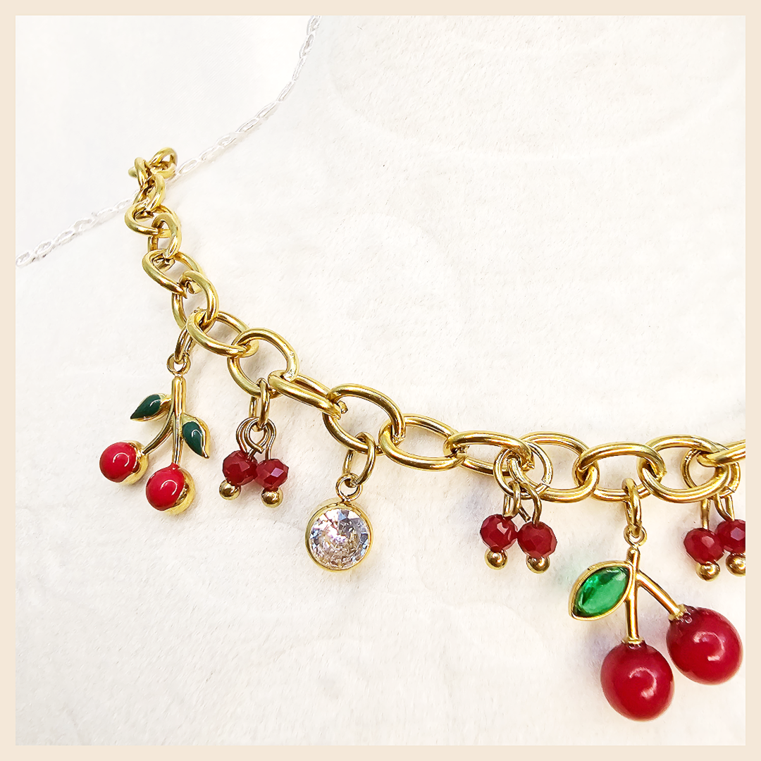 Bina Zircon Cherries Necklace