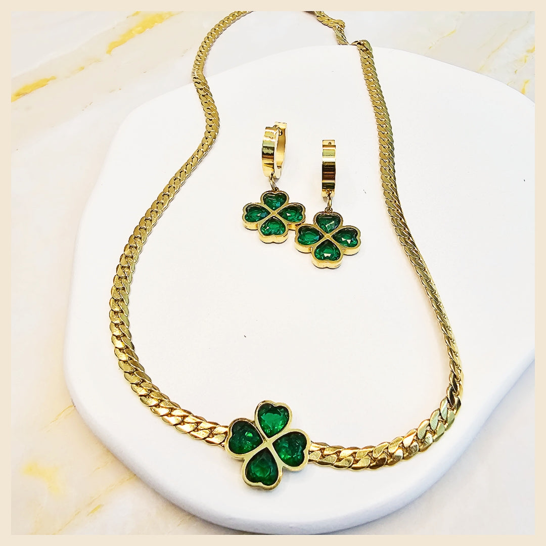 Keti Clover Flower Necklace & Earring Set
