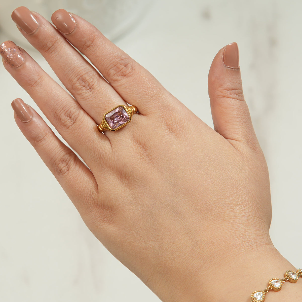 Lili Pink Square Ring
