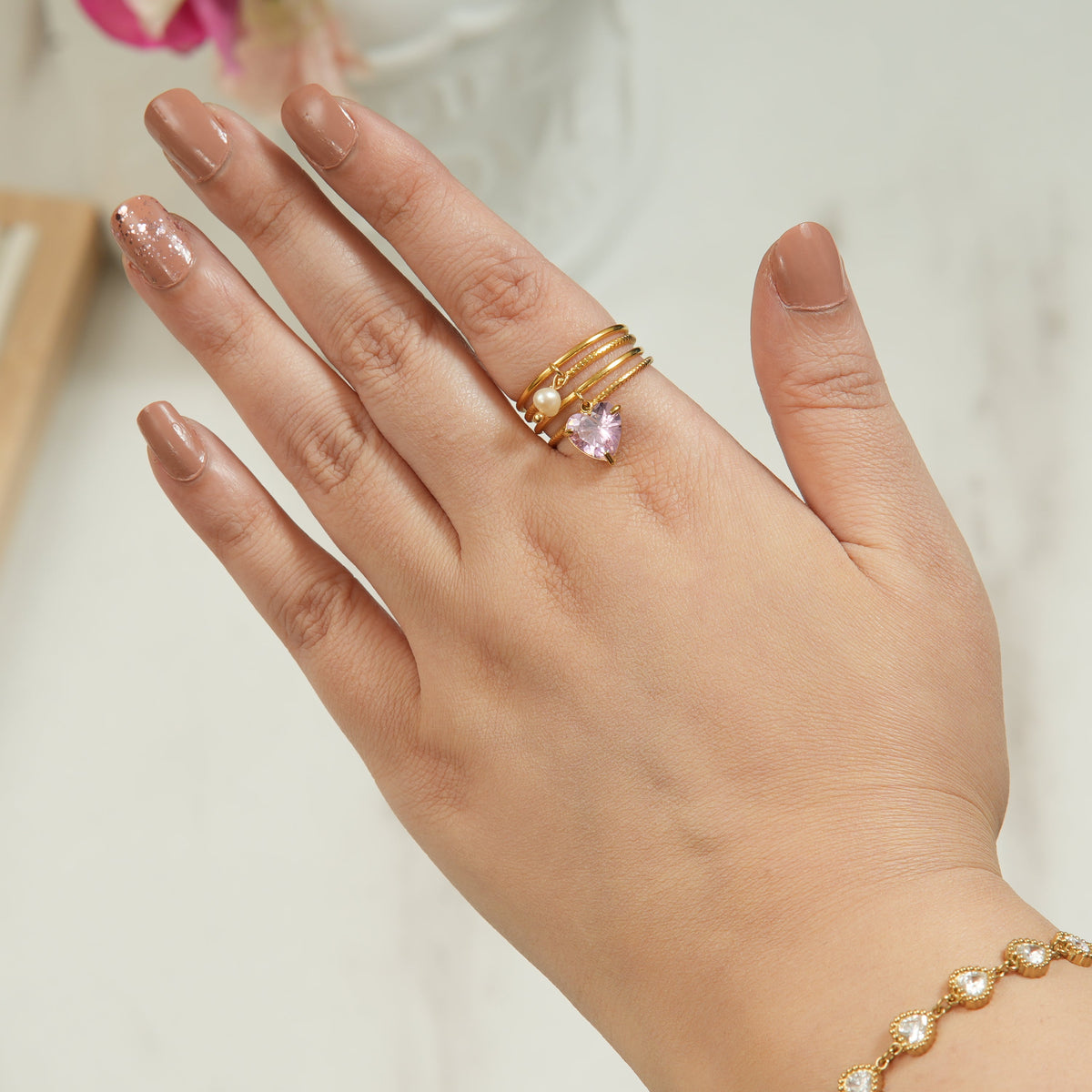 Lila Heart Pink Ring