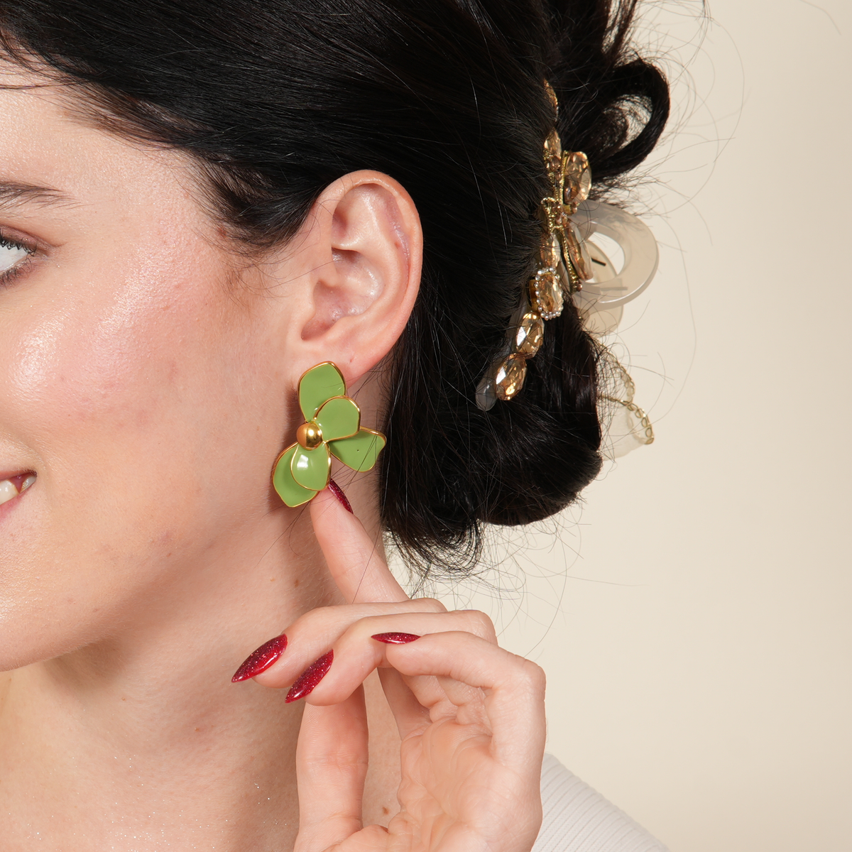 Emme Green Petal Earings