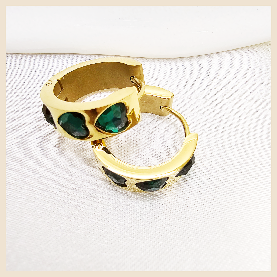 Bess Green Hoop Earings