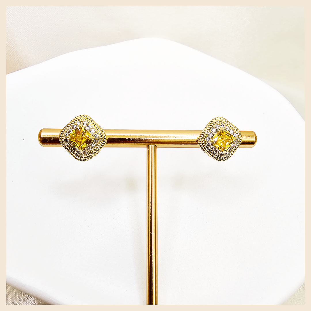 Aria Yellow Stud Earrings
