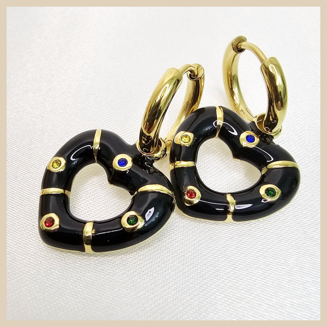 Enid Black Hoops Earings