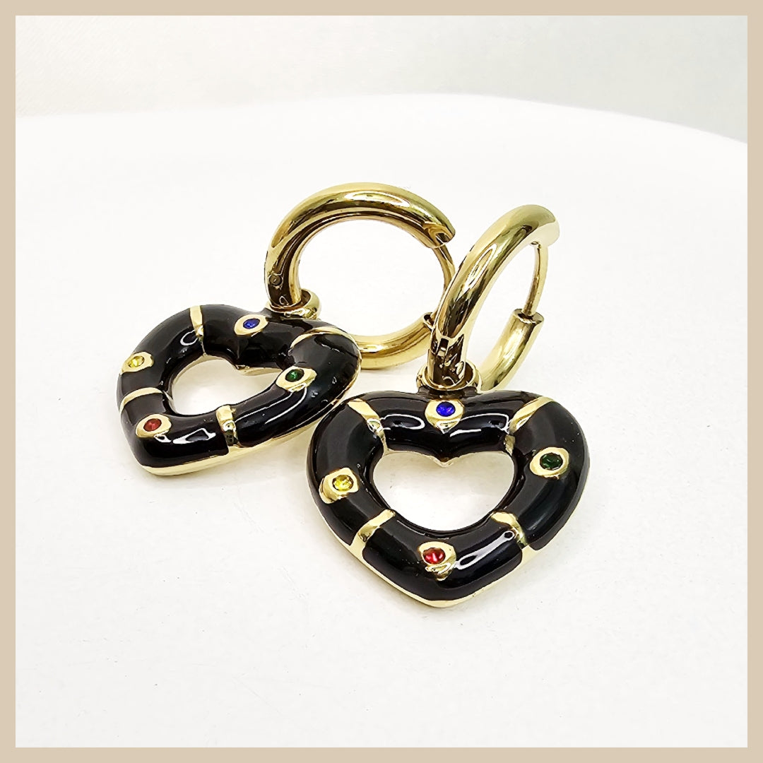 Enid Black Hoops Earings