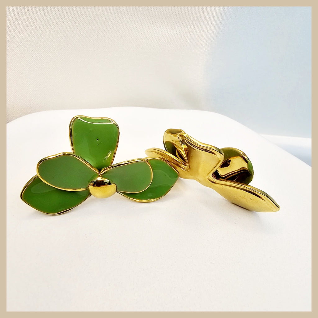 Emme Green Petal Earings