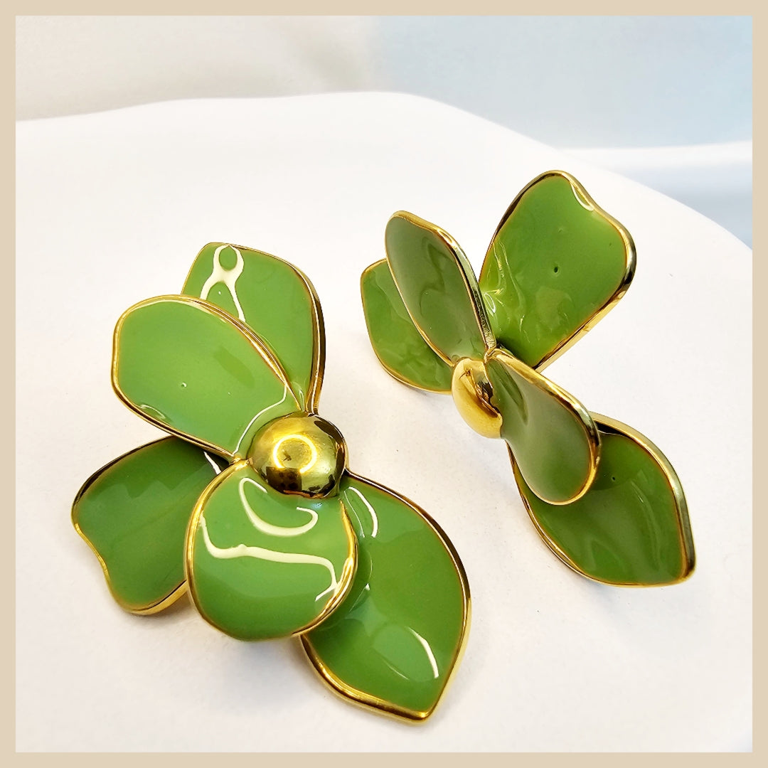 Emme Green Petal Earings