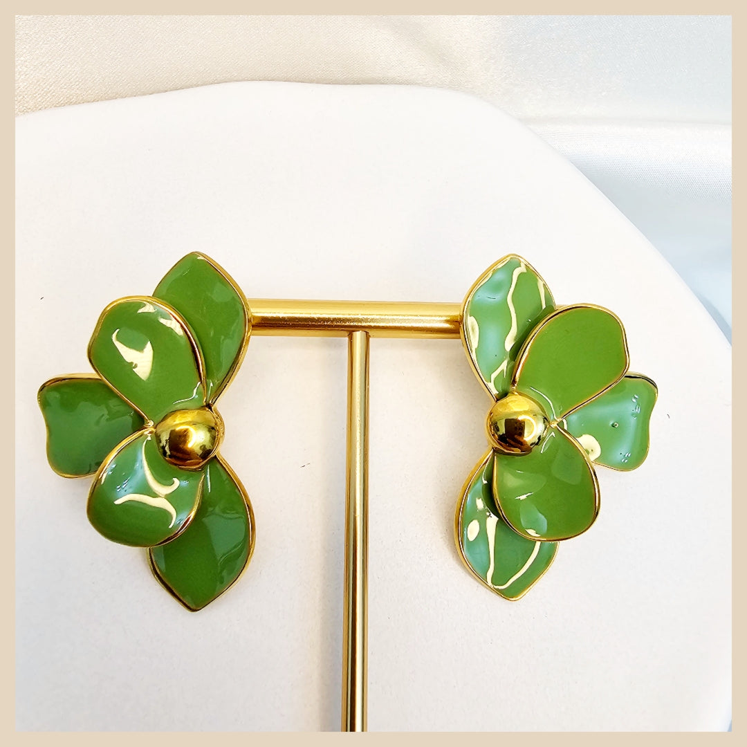 Emme Green Petal Earings