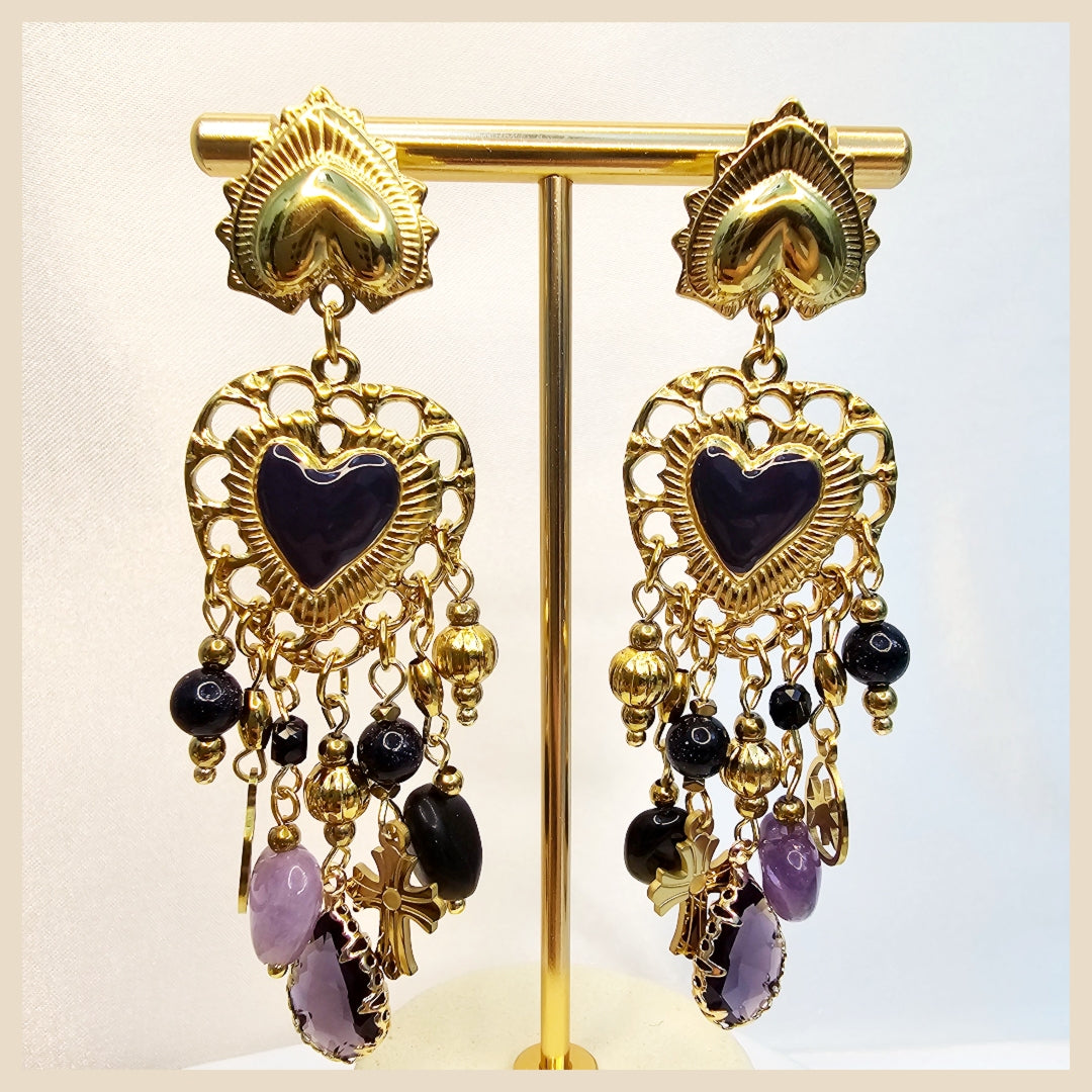 Emma Purple Heart  Drop Earings