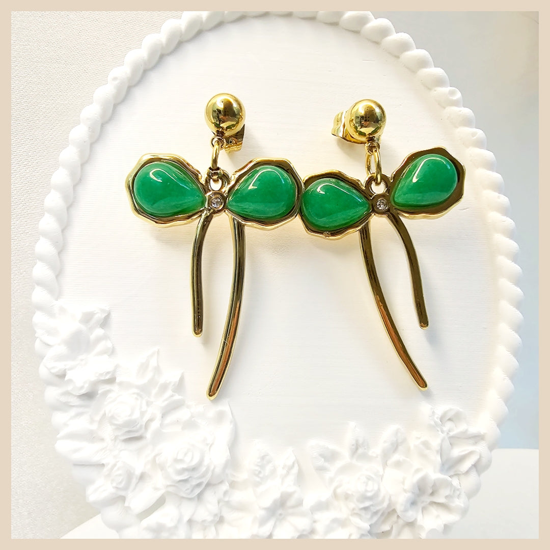 Ella Green Bow Earings