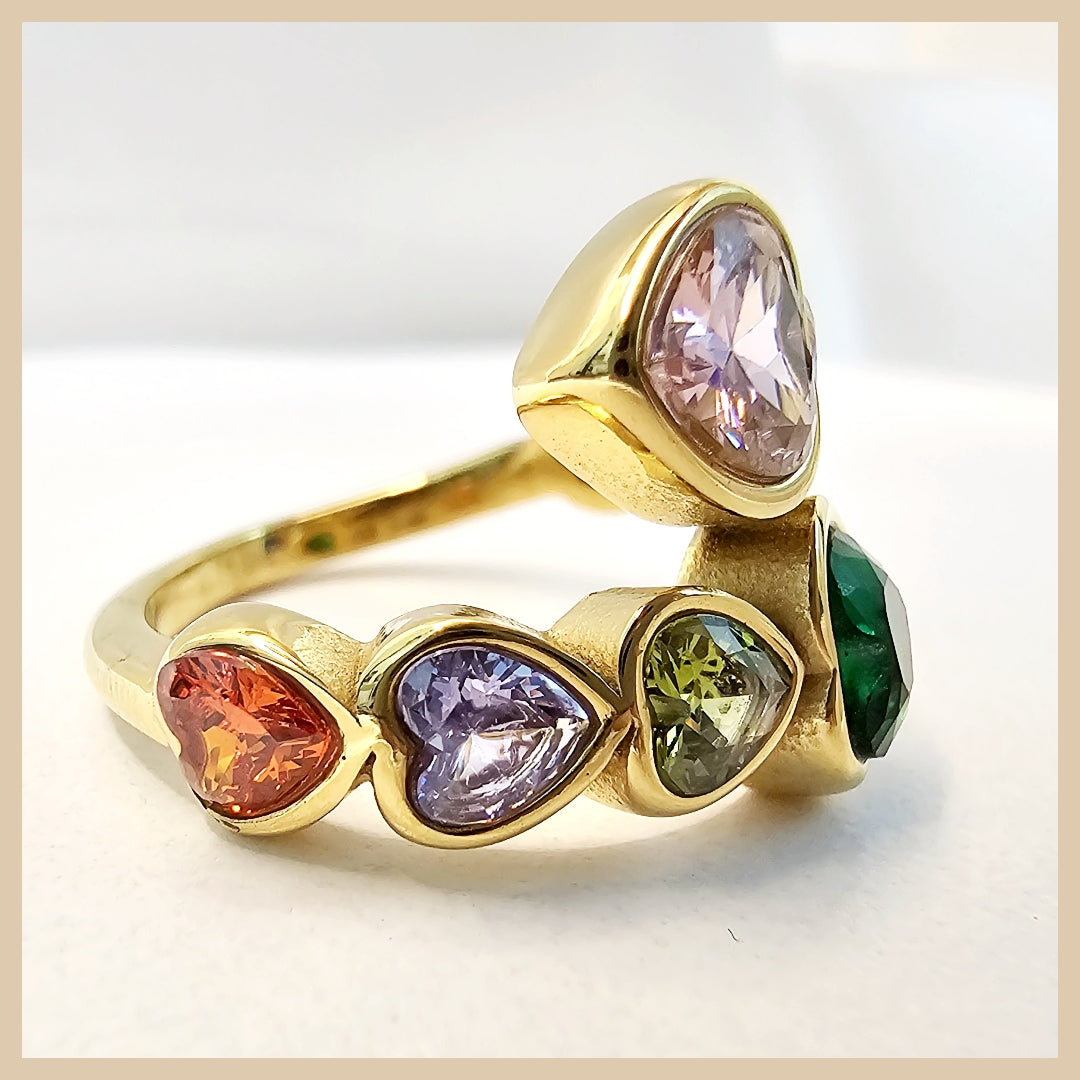 Iara Heart Ring_PAVOI 14K Gold Plated Heart Ring for Women - Heart-Shaped Cubic Zirconia Eternity Rings for Women - Stackable Wedding Band for Brides - Cute Valentines Day Love Promise Jewelry Gifts