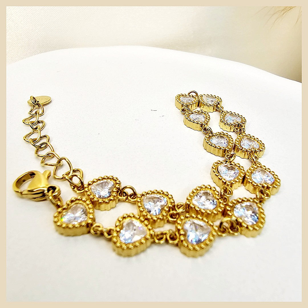 Frey Hearts X Zirconia Bracelet