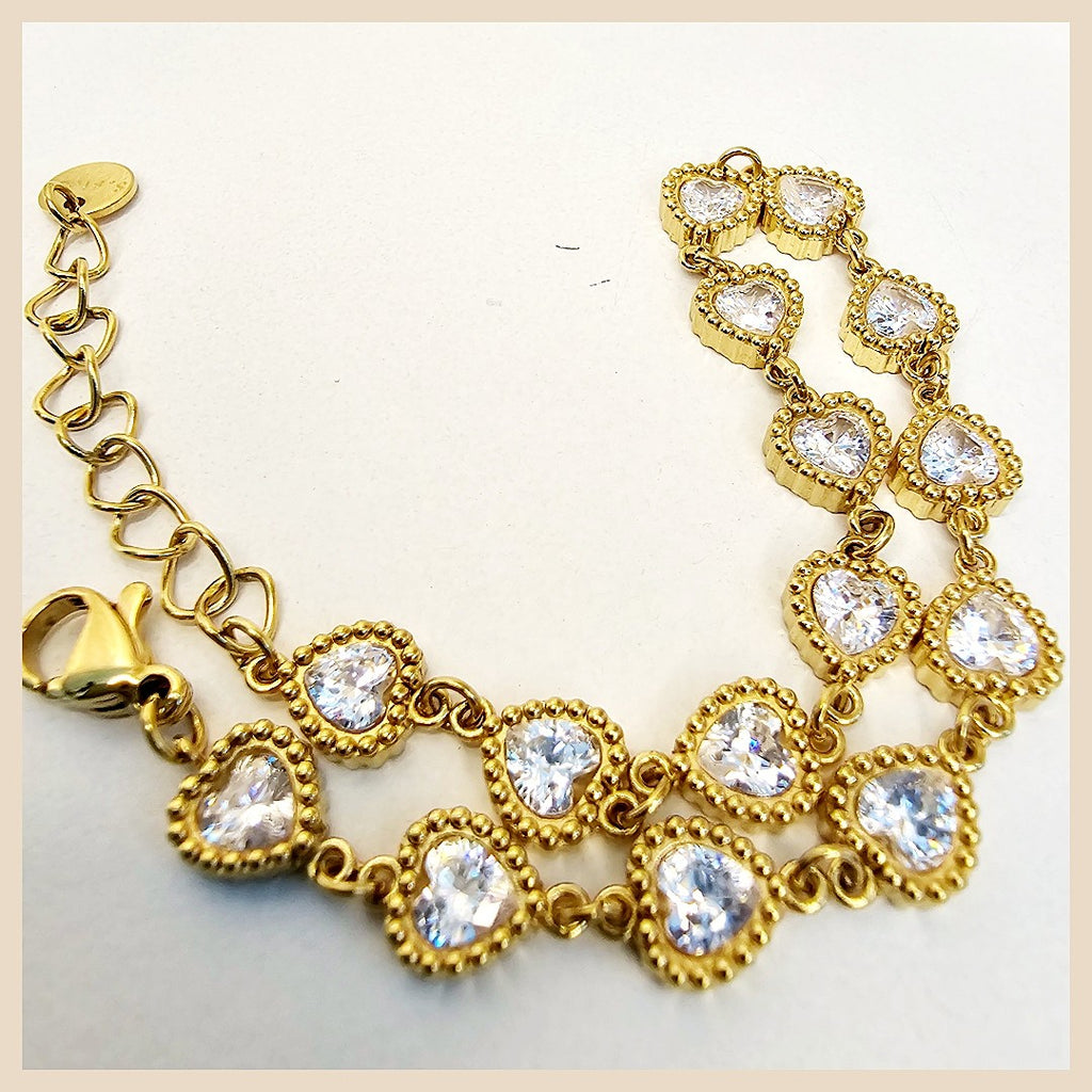 Frey Hearts X Zirconia Bracelet