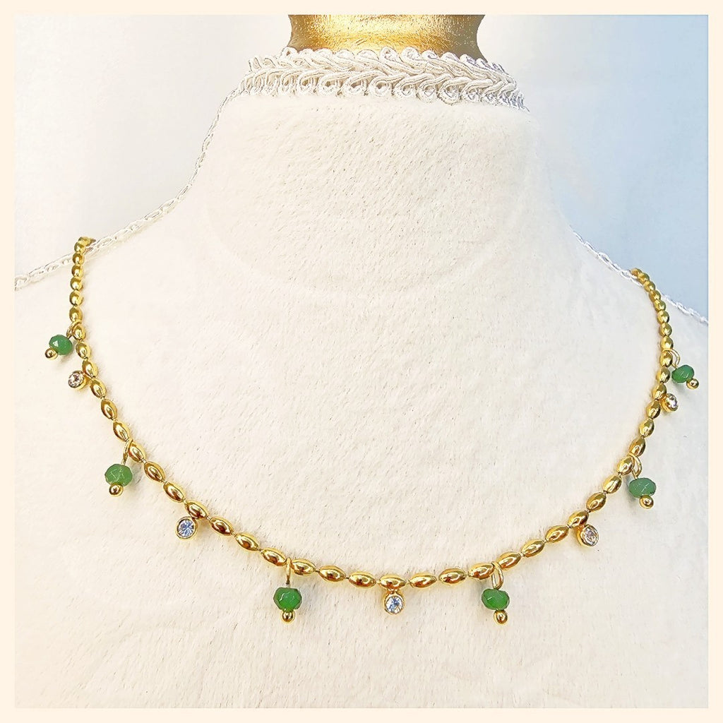 Jari Oval BeadsZircon Necklace