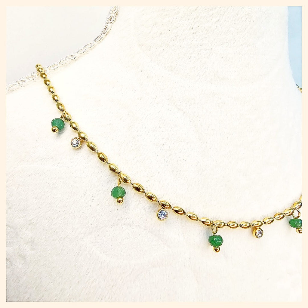 Jari Oval BeadsZircon Necklace