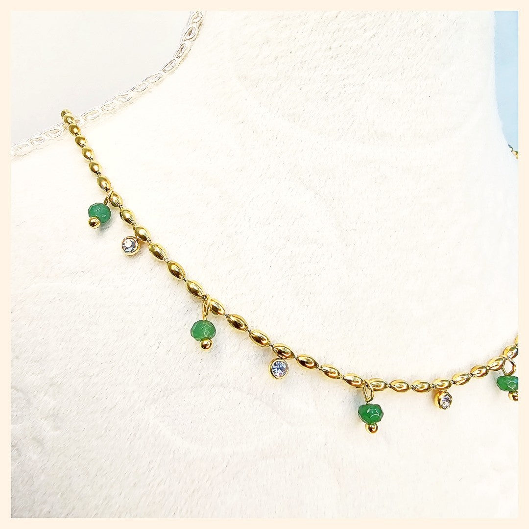 Jari Oval BeadsZircon Necklace