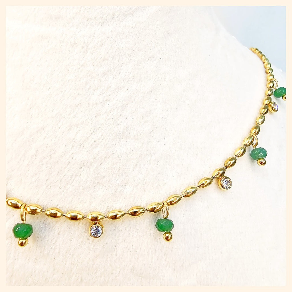 Jari Oval BeadsZircon Necklace