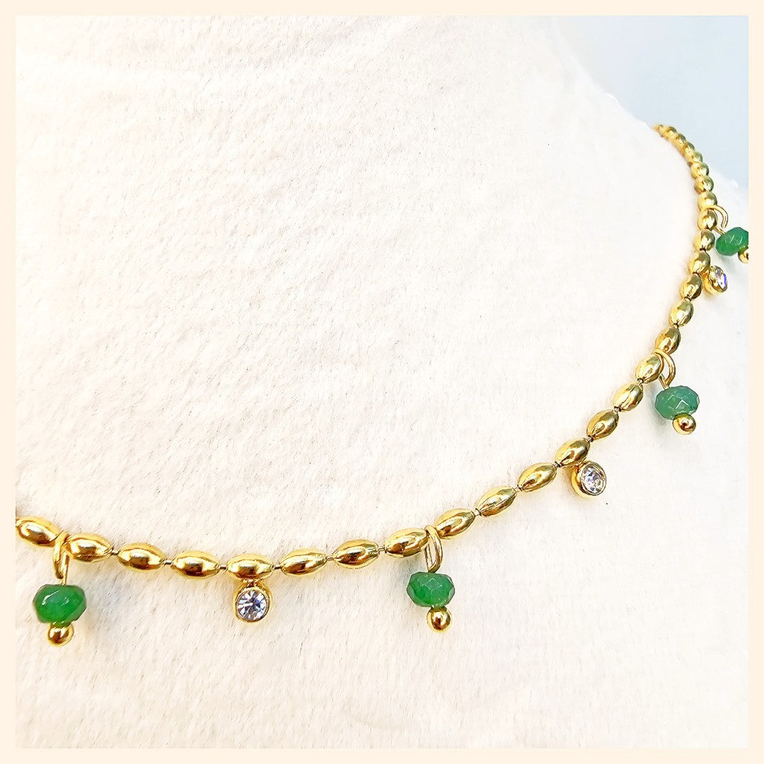 Jari Oval BeadsZircon Necklace