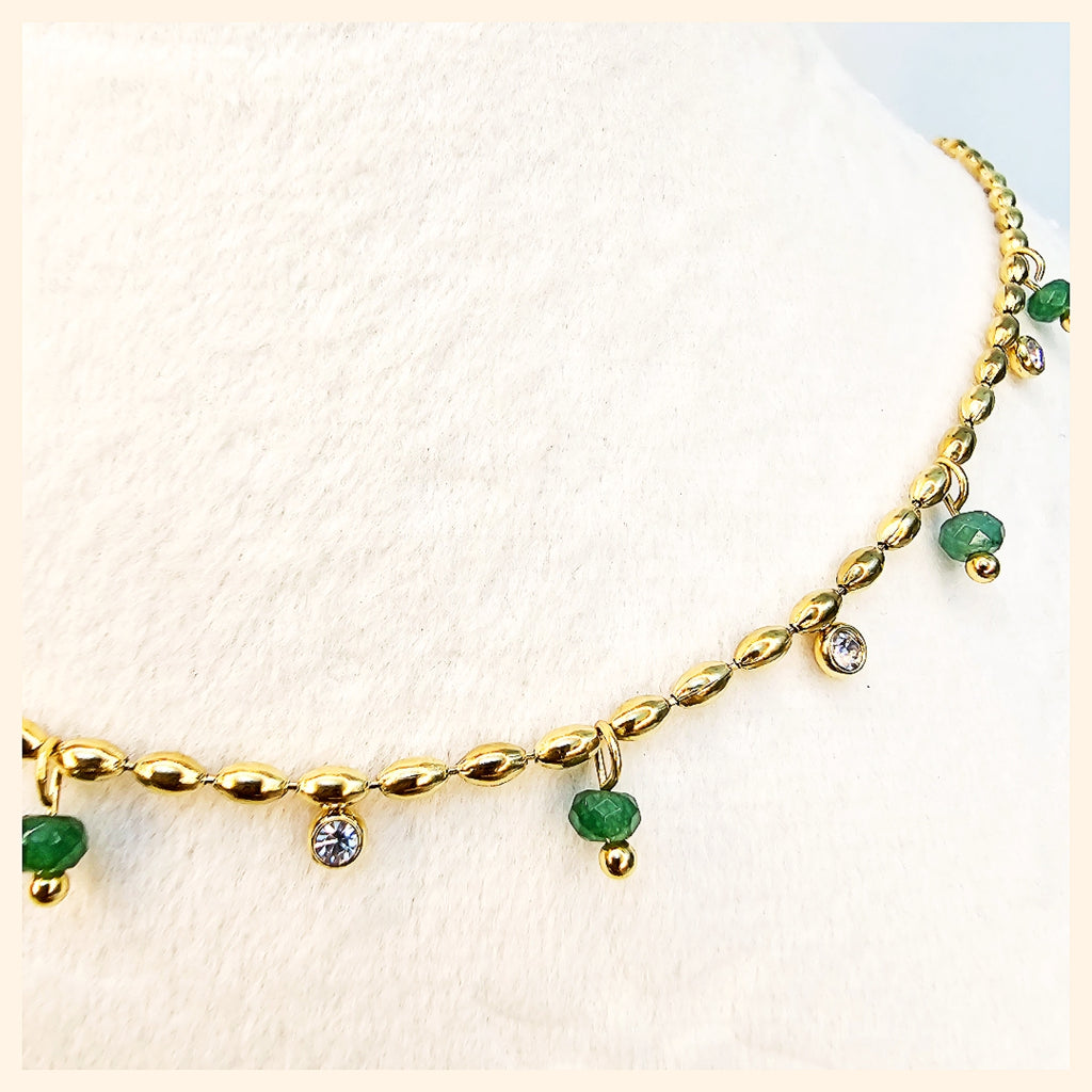 Jari Oval BeadsZircon Necklace