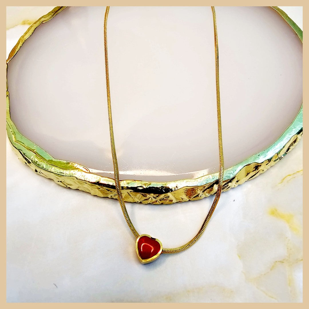 Gyda Red Heart Necklace