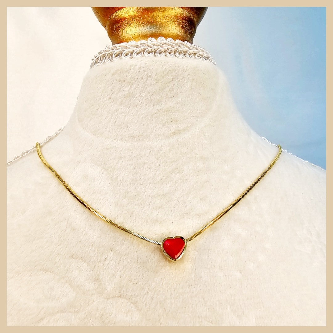 Gyda Red Heart Necklace