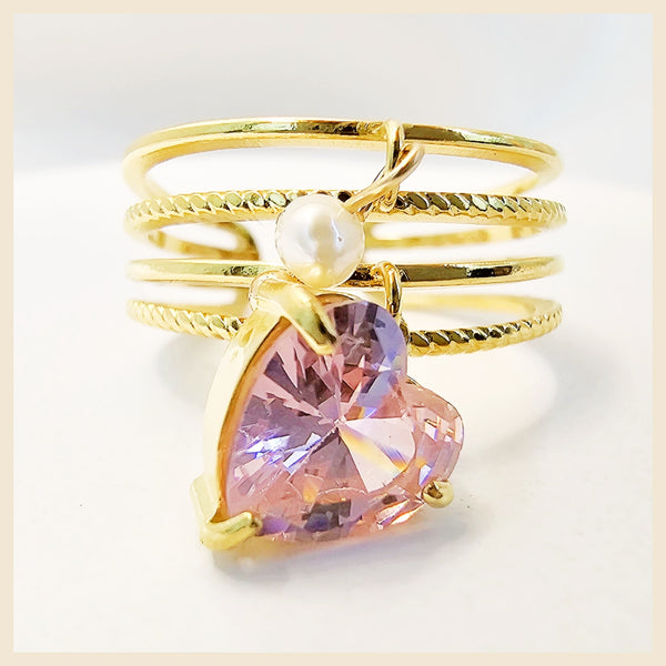 Lila Heart Pink Ring