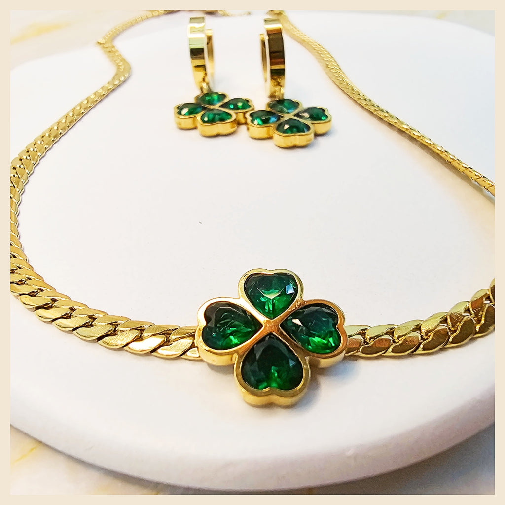Keti Clover Flower Necklace & Earring Set