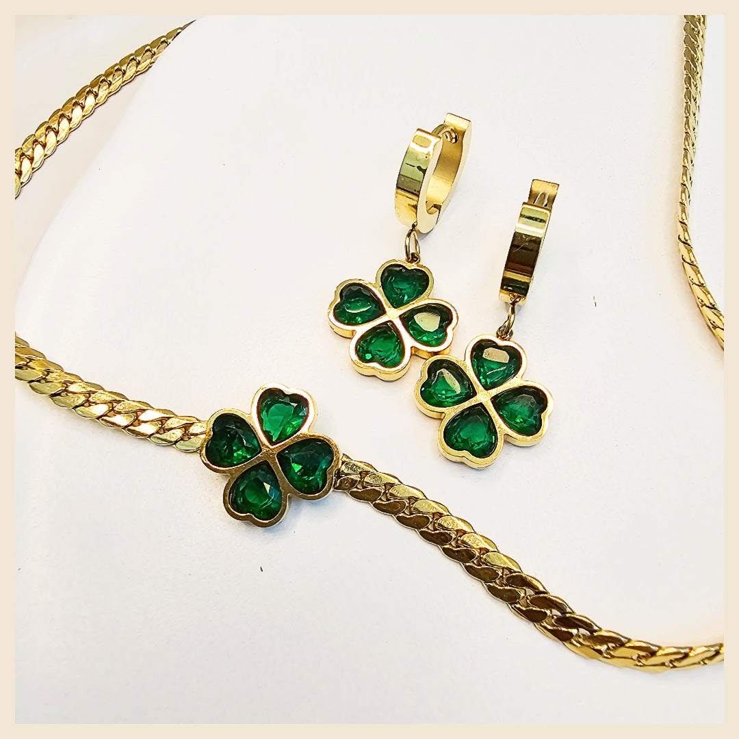 Keti Clover Flower Necklace & Earring Set