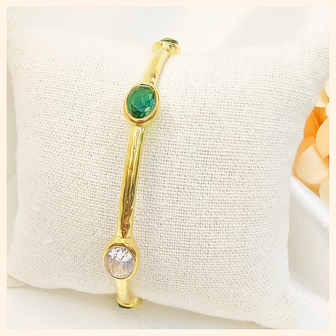 Juno White and Green Zircon Bangle