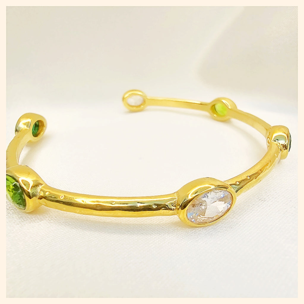 Juno White and Green Zircon Bangle