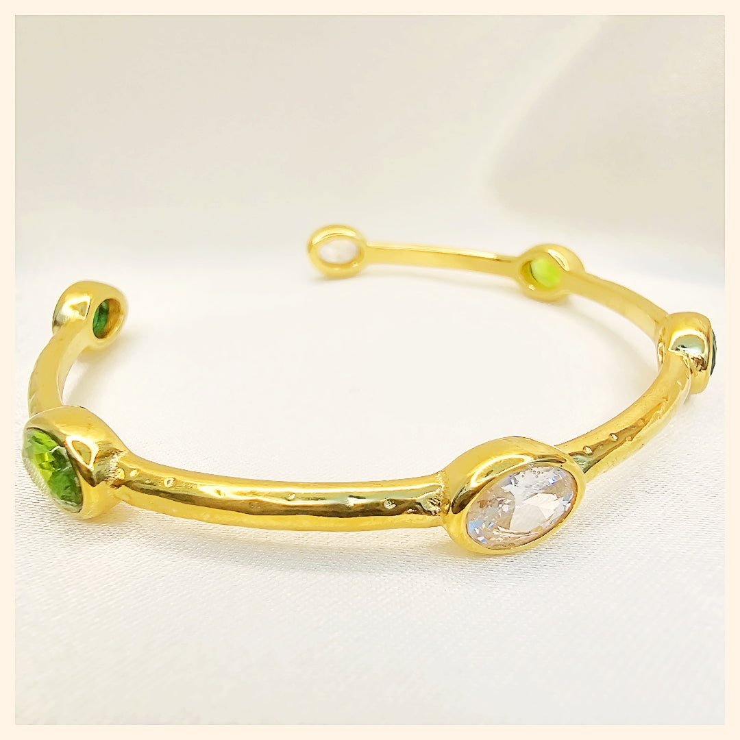 Juno White and Green Zircon Bangle