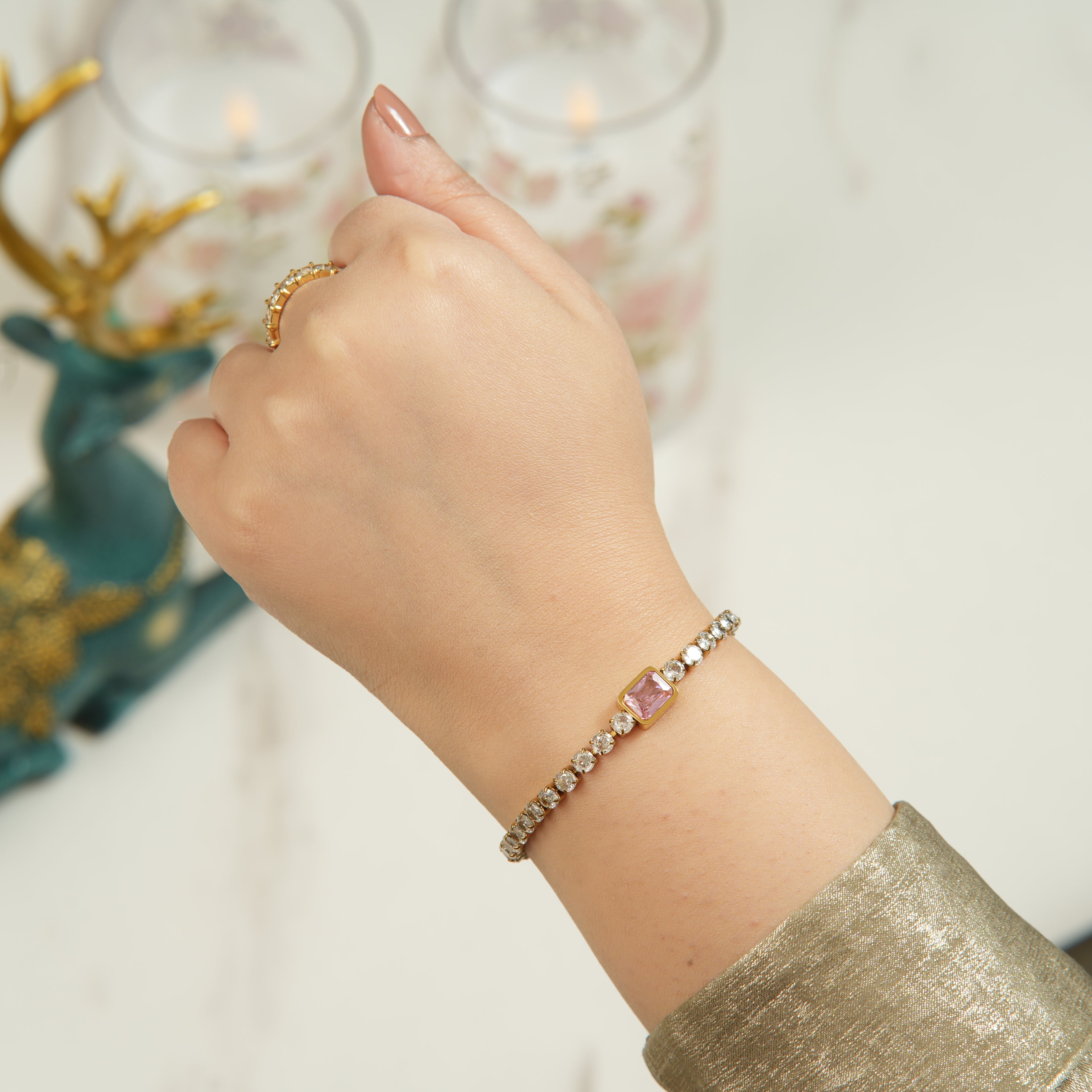 Kazi Pink Square Bracelet