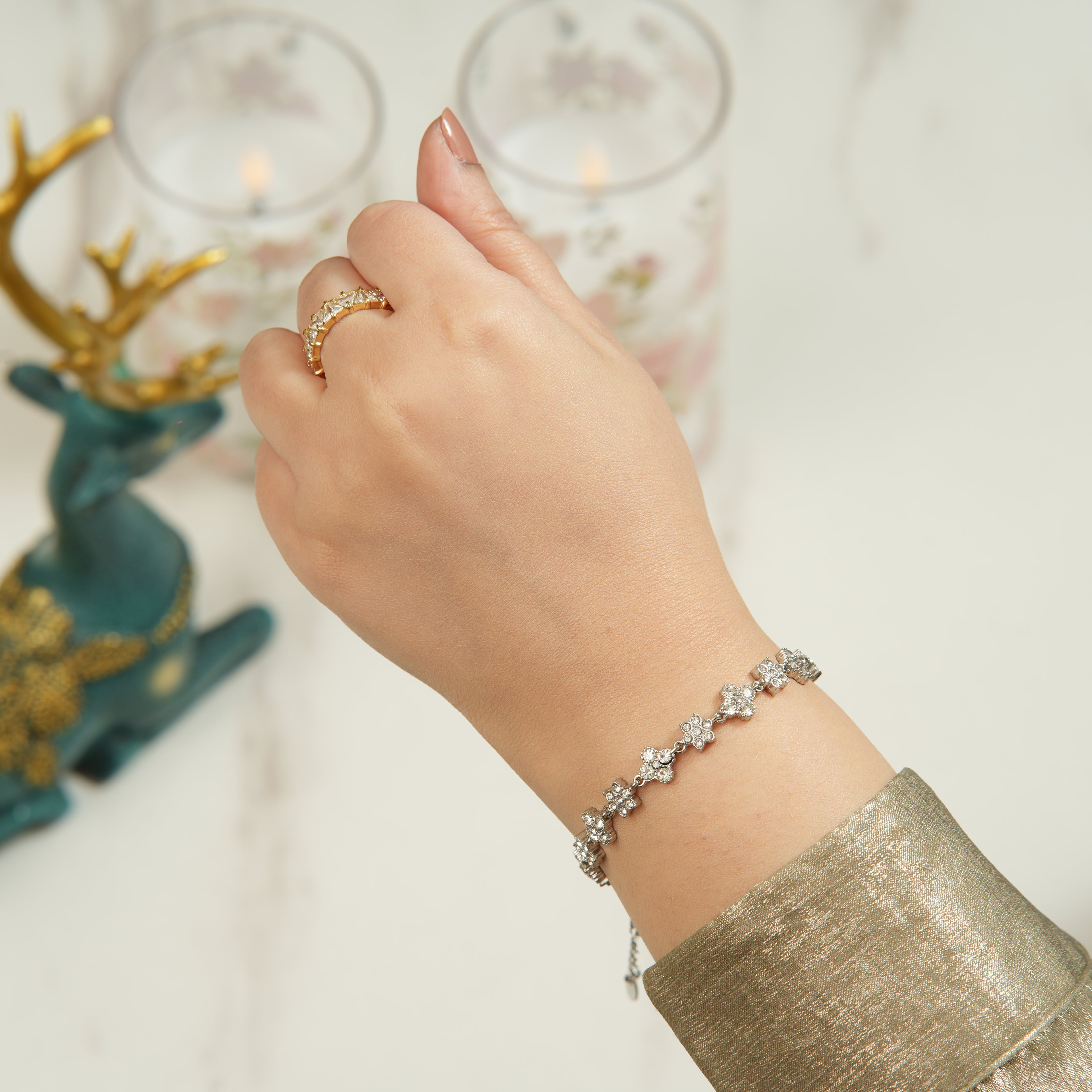 Leda Clover X Flower Bracelet