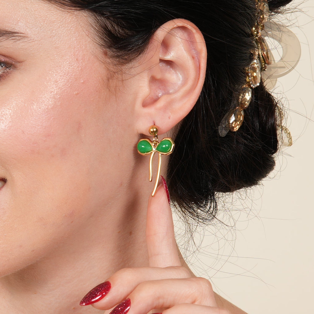 Ella Green Bow Earings