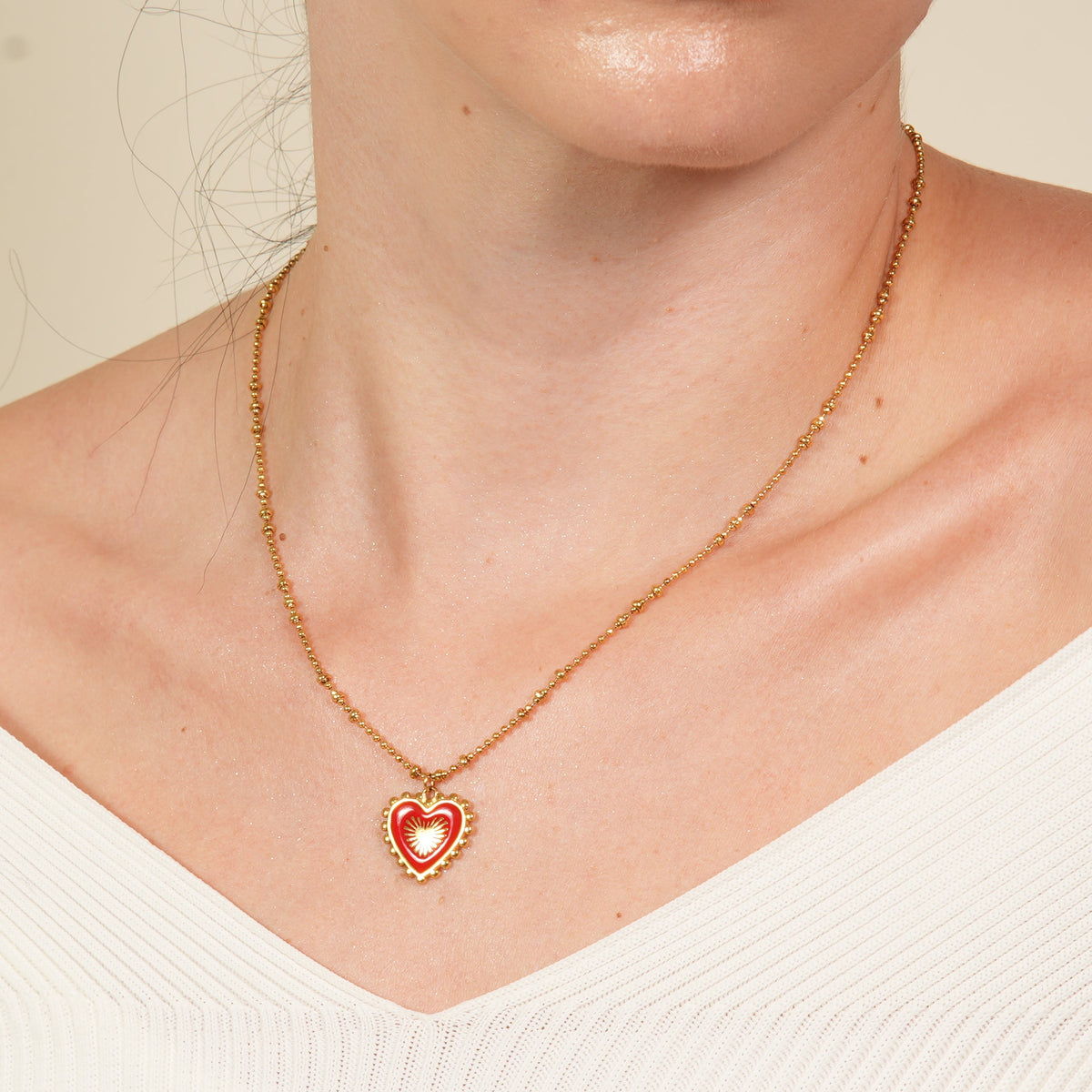 Luna Red Heart Necklace