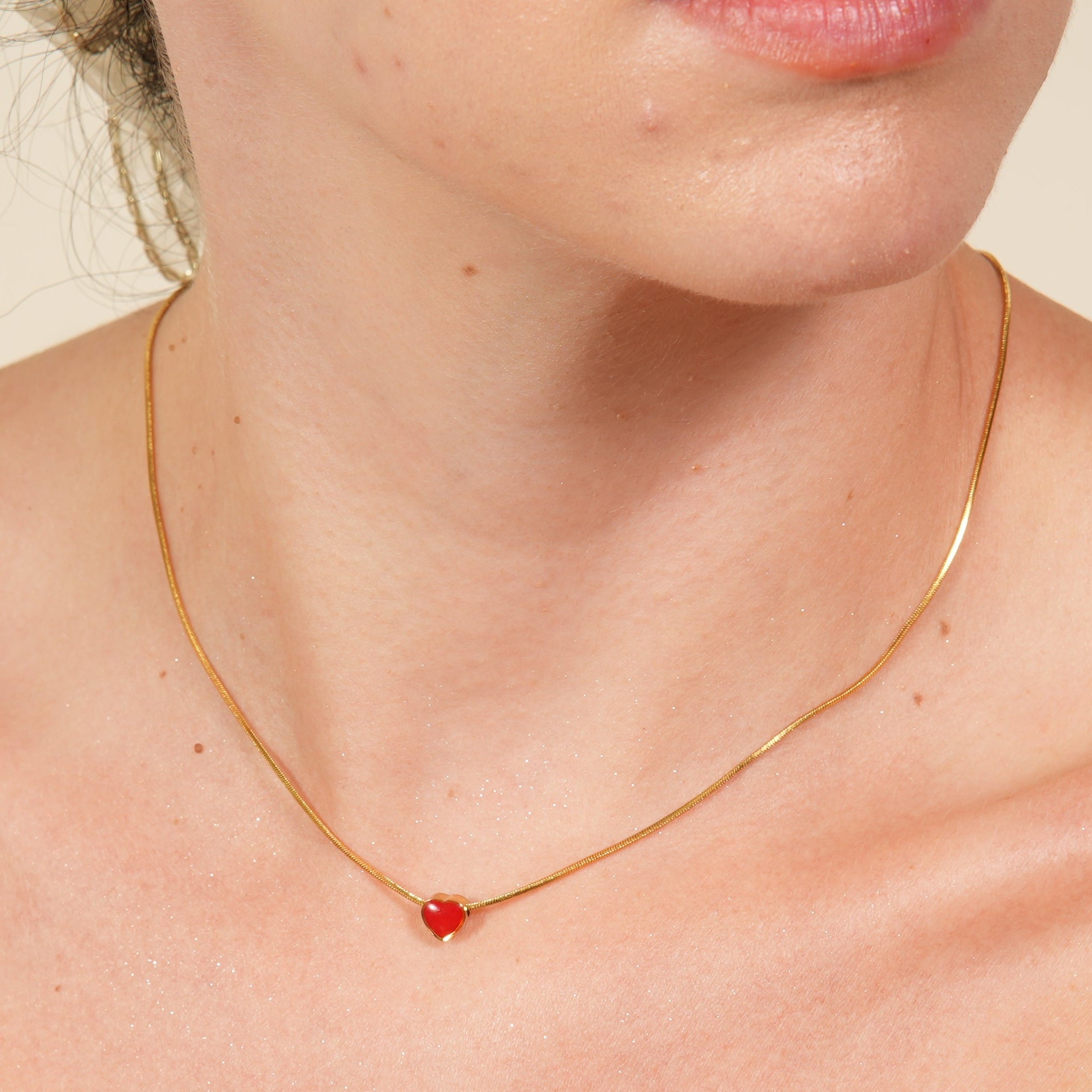 Gyda Red Heart Necklace