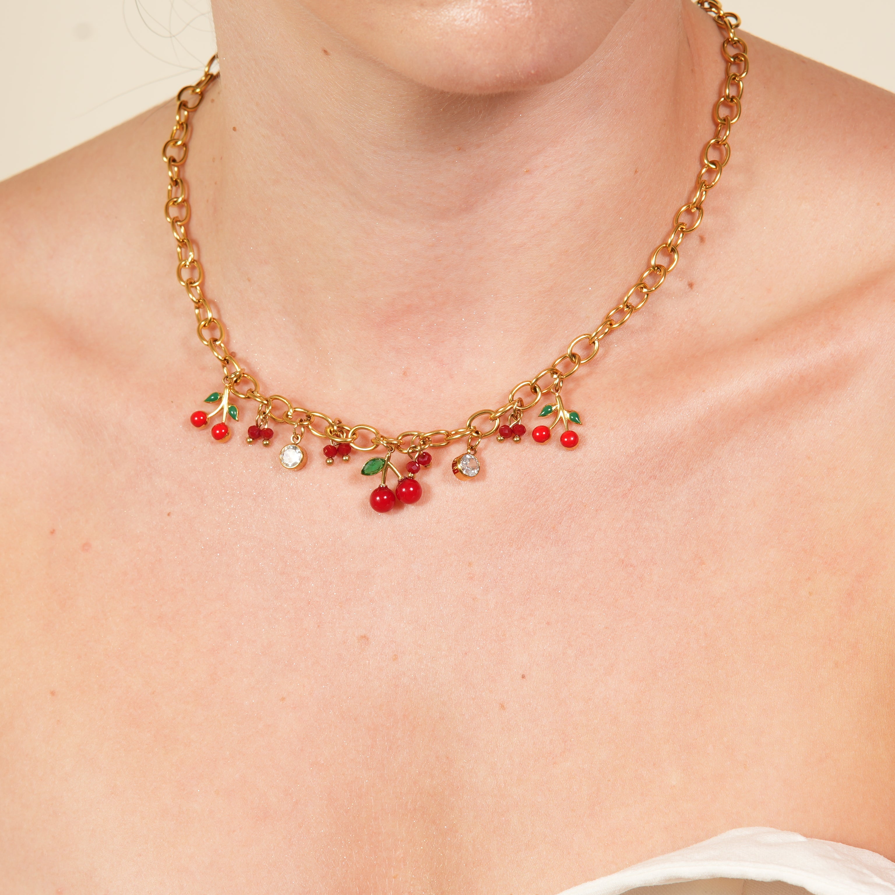 Bina Zircon Cherries Necklace