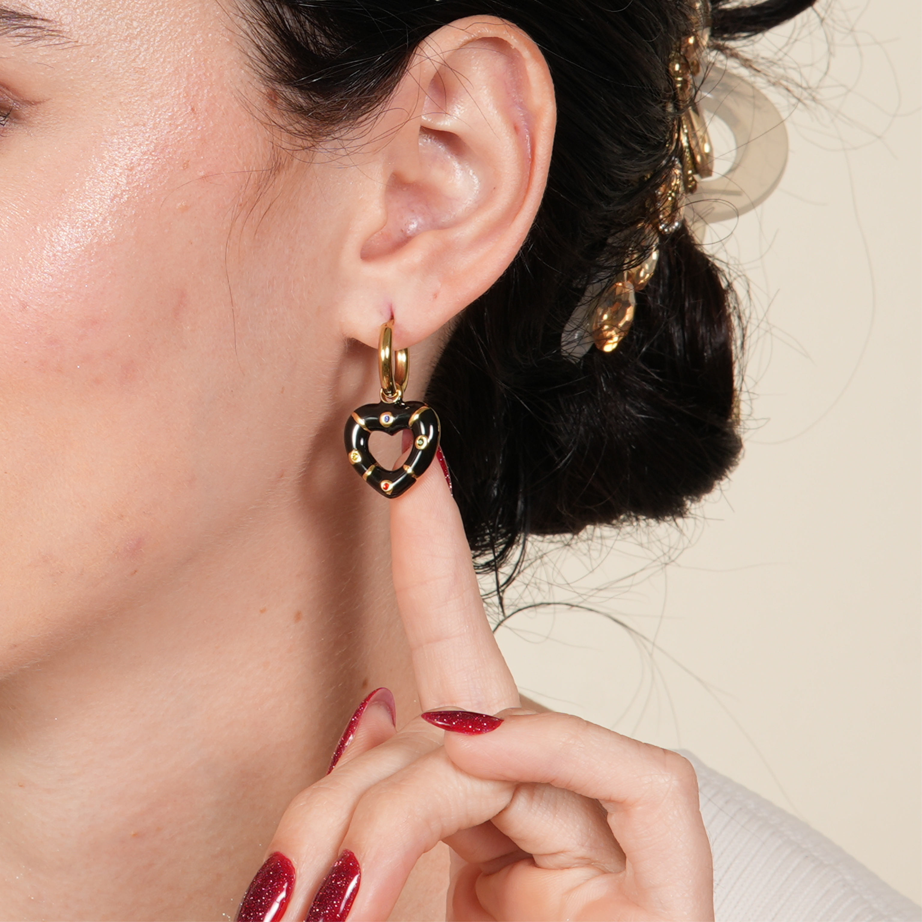 Enid Black Hoops Earings