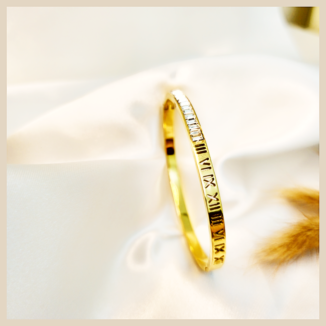 Adel Numeric Zirconia bangle in a silver-plated stackable bracelet set for women, a polished layered look that brings elegant sparkle and premium style in the UAE.