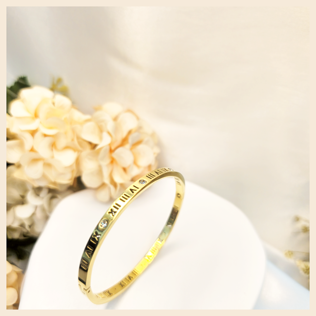 Alix Roman Tree of Life zircon bangle in stainless steel, a meaningful bracelet for women that blends elegant sparkle with a premium, polished finish.