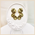 Asta gold-plated textured heart drop earrings for women, a vintage-inspired dangle style that adds confident glamour and premium shine.
