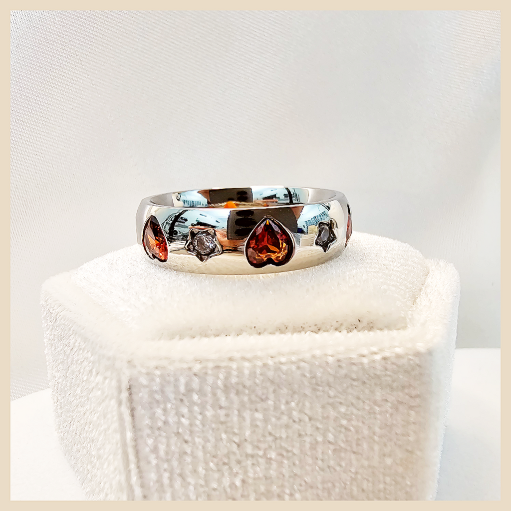 Charming Cari red heart CZ ring for women, a feminine bridal fashion piece that feels sweet, polished, and beautifully gift-worthy for special occasions.