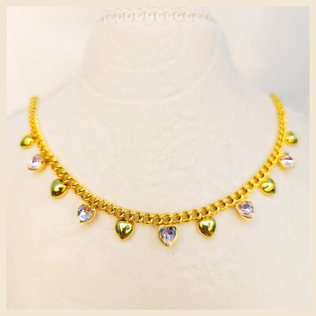 Trendy 18k gold plated heart necklace that captures modern femininity, offering a polished finish that elevates both casual outfits