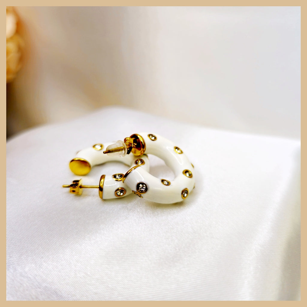Designer Elly luxury zircon hoop earrings for women, styled for Dubai-inspired wedding fashion with a graceful shine that looks stunning in photos.