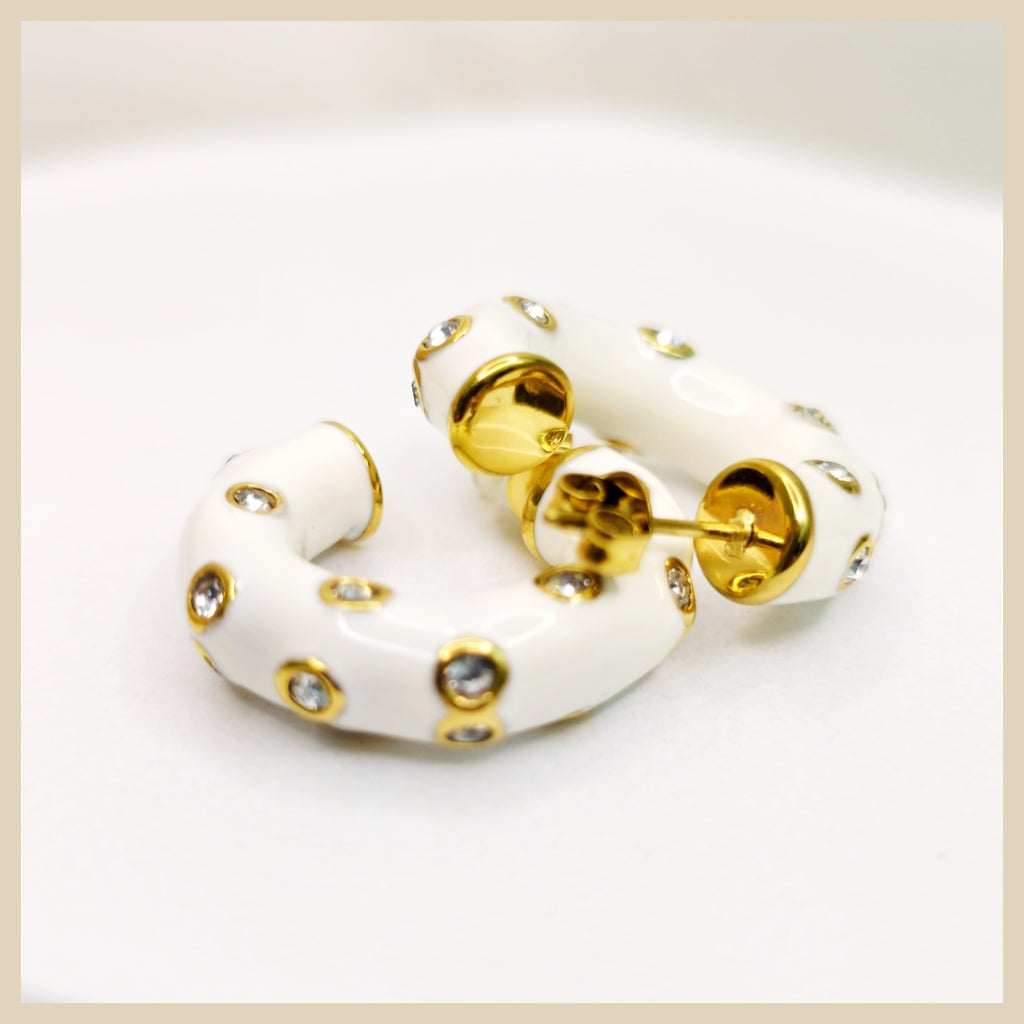 Elegant Elly copper set zircon hoop earrings with a luxury finish, crafted to elevate confidence with exquisite sparkle and timeless femininity.