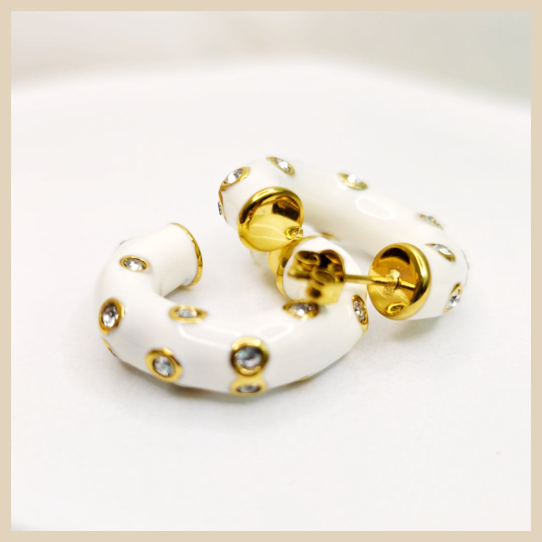 Elegant Elly copper set zircon hoop earrings with a luxury finish, crafted to elevate confidence with exquisite sparkle and timeless femininity.