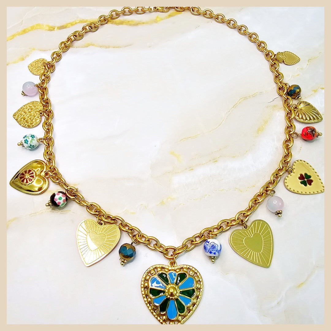 Elegant Heda blue charm necklace featuring a teardrop cubic zirconia, perfect for women seeking a luxurious touch for dinners, events, and celebrations.

