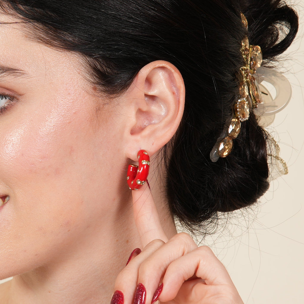 Elly zircon hoop earrings in a luxury royal design, a radiant choice for women who want elegant wedding sparkle and a premium UAE-ready finish.