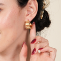 Fana black enamel hoop earrings with cubic zirconia, a dainty luxury pair for women that adds sleek contrast and polished elegance to UAE styling.